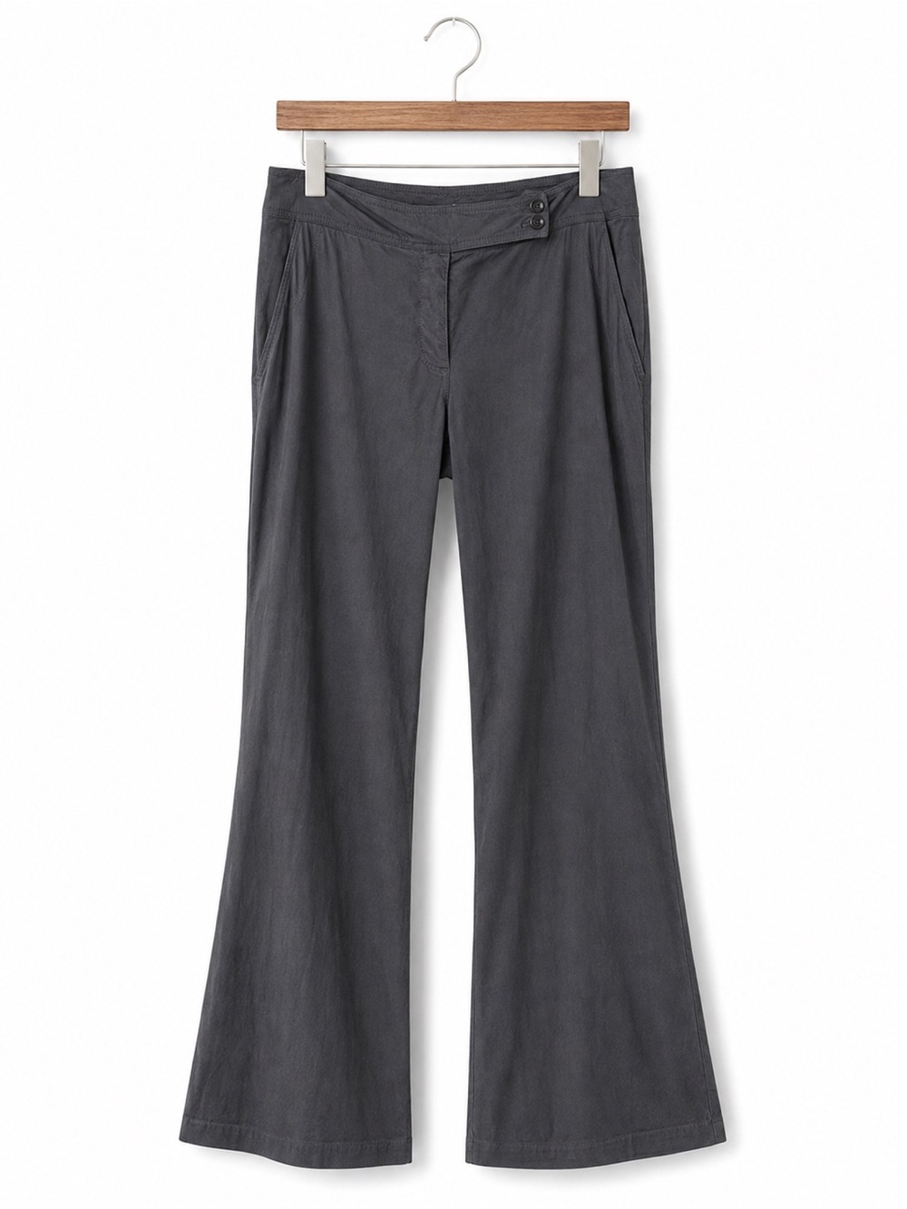 Eileen Fisher Linen Viscose Stretch Pants Gray Italian Fabric Size 8